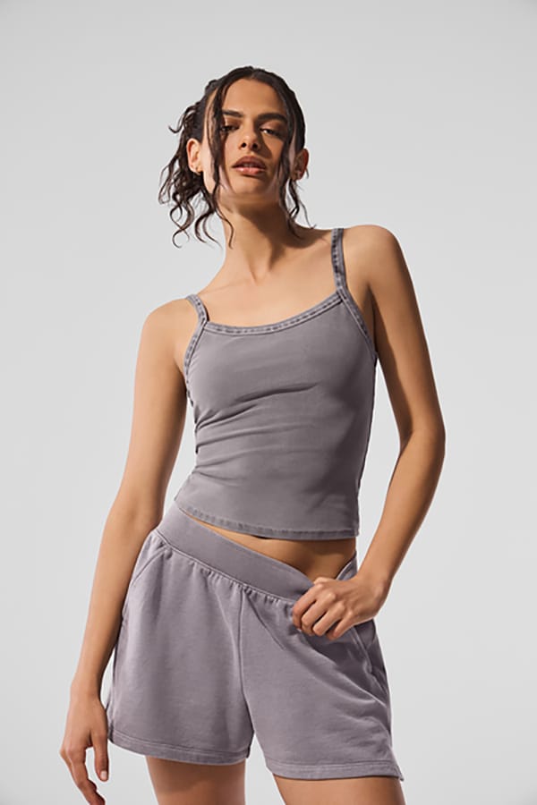 Alo Yoga XS Washed Low Key Sweat Short - Cool Grey Wash
