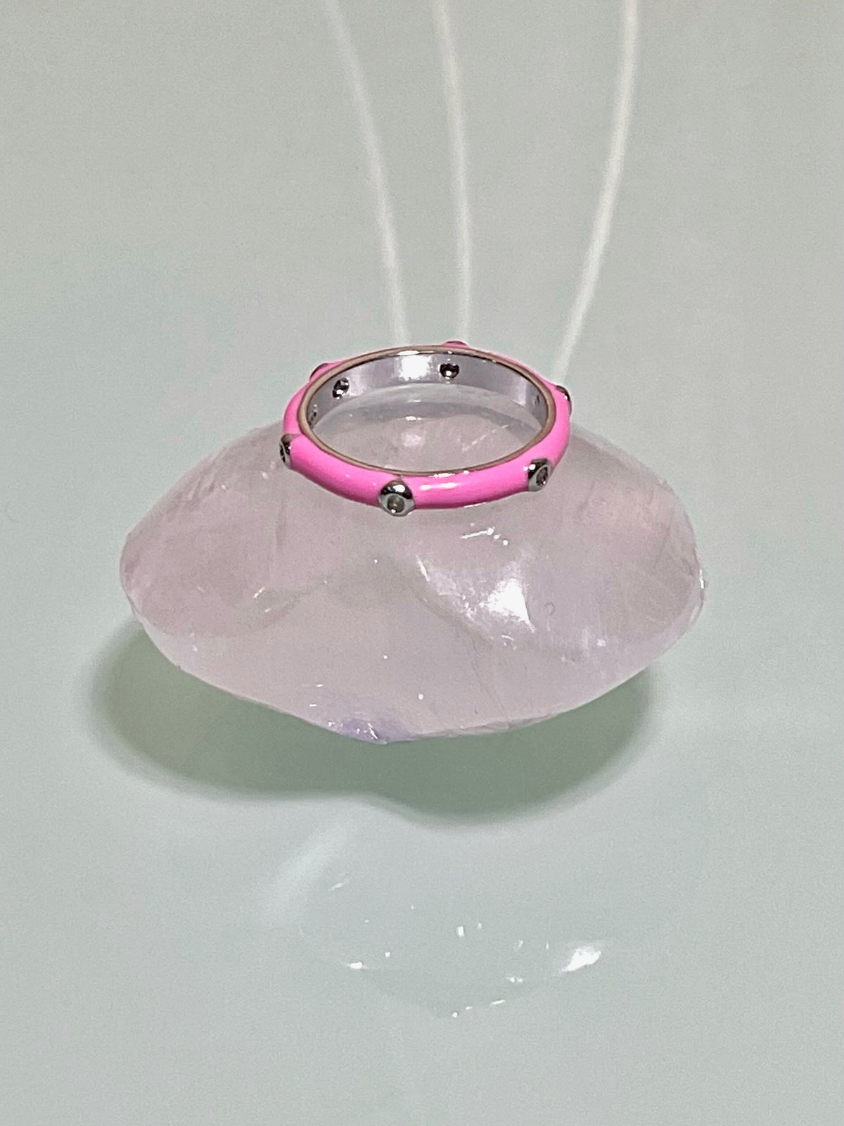 See No Evil Stackable Enamel Ring With Cubic Zirconia by Yoga Republik