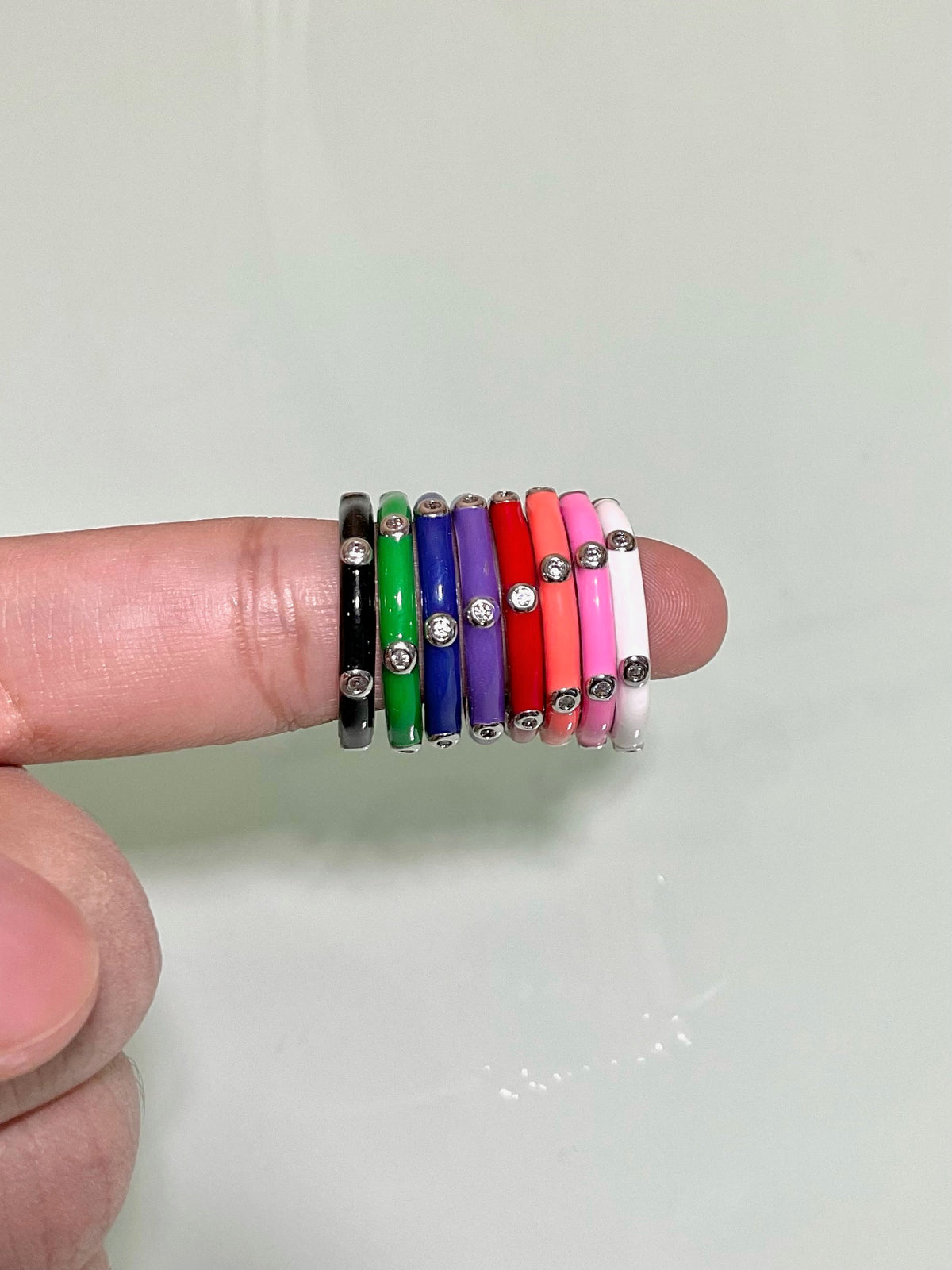 See No Evil Stackable Enamel Ring With Cubic Zirconia by Yoga Republik