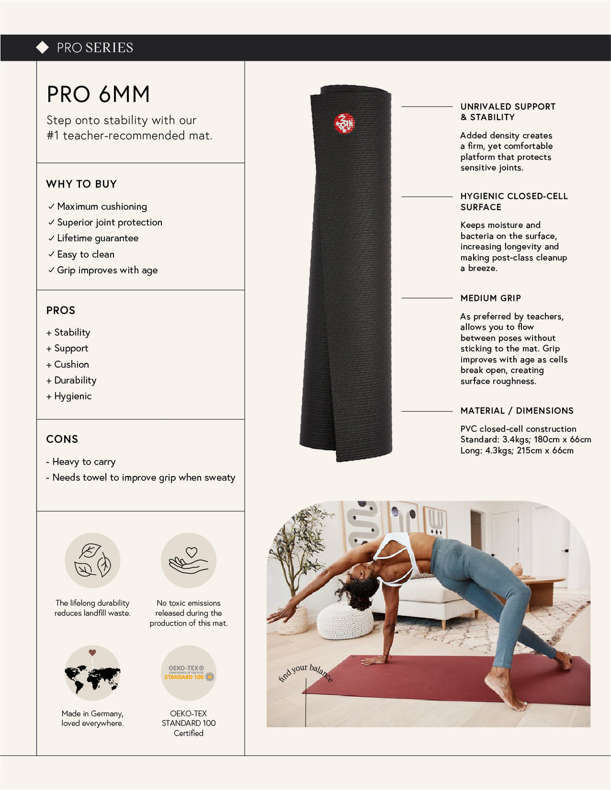 Manduka Pro 71" Yoga Mat 6mm - Bumi