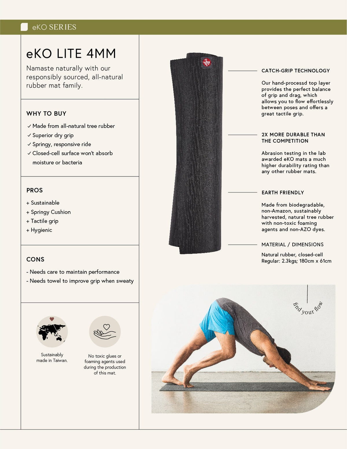 Manduka Eko® Lite 71'' Matras Yoga 4mm - Acai Tengah Malam