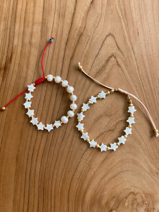 See No Evil Star Freshwater Pearl Bracelets by Yoga Republik