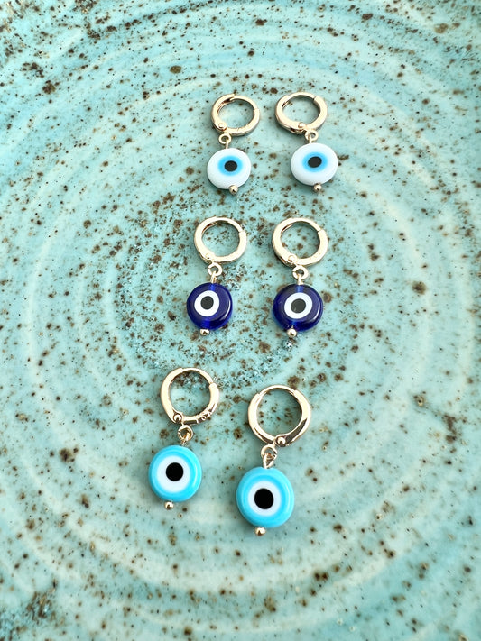 See No Evil Turkish Evil Eye Dangling Earrings by Yoga Republik