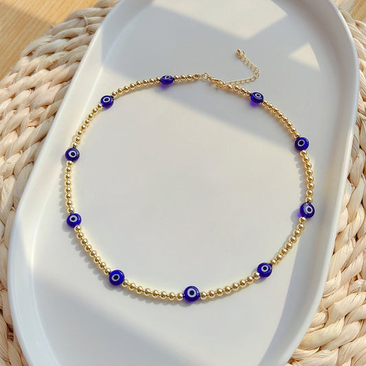 See No Evil Acrylic Evil Eye Gold Beads Necklaces Choker by Yoga Republik