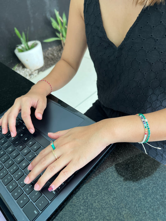 See No Evil Ida Bracelets with Silver Threads by Yoga Republik