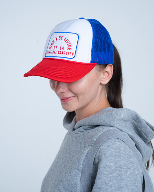 Spiritual Gangster High Vibe Living Truck Hat - Blue/Red