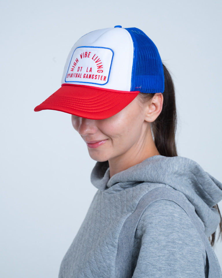 Spiritual Gangster High Vibe Living Truck Hat - Blue/Red