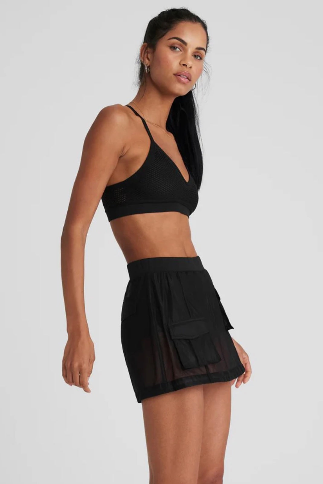 Alo Yoga SMALL Seamless Open Air Barely There Bra - Black