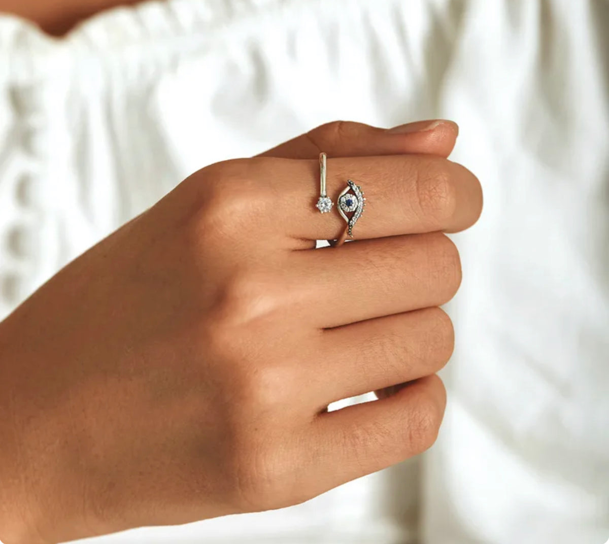 See No Evil Adjustable Silver Rings by Yoga Republik