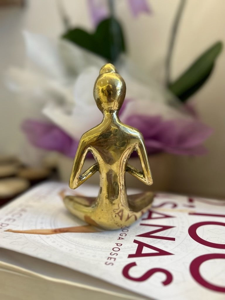 Yoga Pose Brass Statue Handmade Gold - Namaste