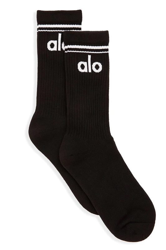 Alo Yoga MEDIUM Unisex Throwback Sock - Hitam/Putih
