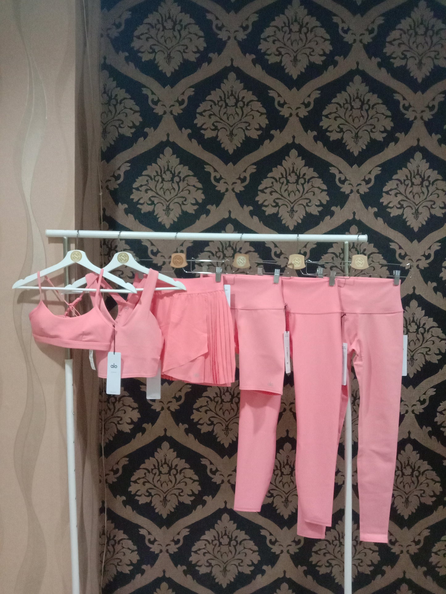 Alo Yoga XS 7/8 Legging Airlift Pinggang Tinggi - Limun Stroberi