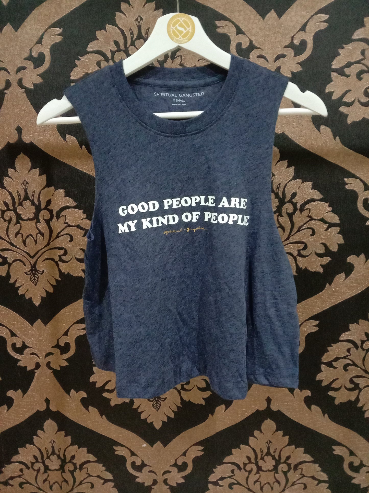 Spiritual Gangster XS Good People Crop Tank - Heather Night