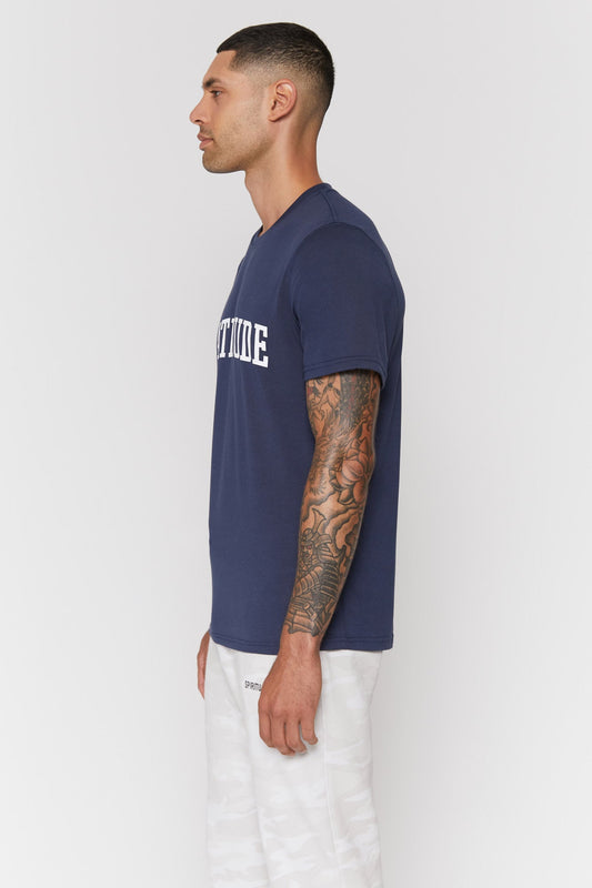 Spiritual Gangster SMALL Gratitude Mens Short Sleeve Tee - Deep Navy