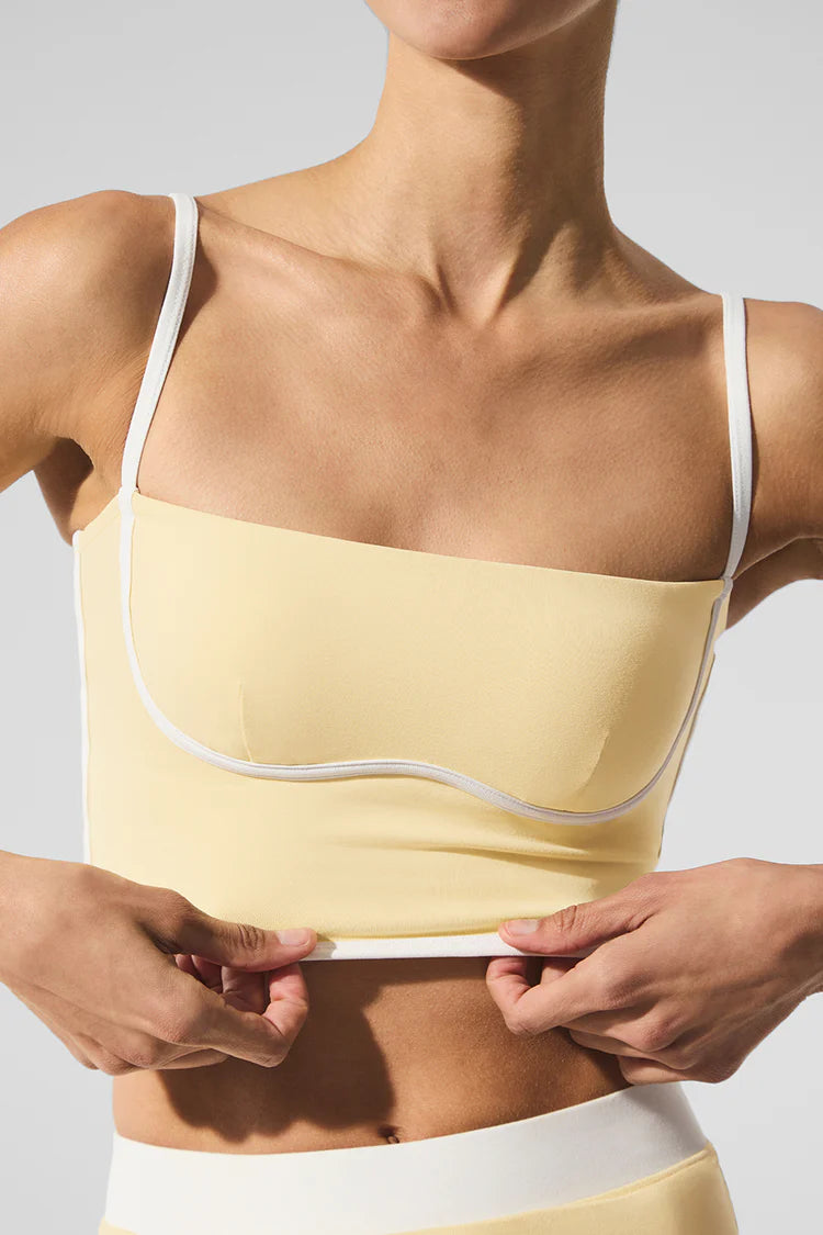 Alo Yoga SMALL Airbrush Steamlined Bra Tank - Warm Butter