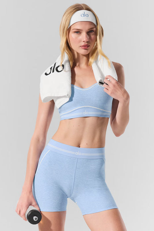 Alo Yoga Alosoft Heart Throb Short - Seashell Blue/White