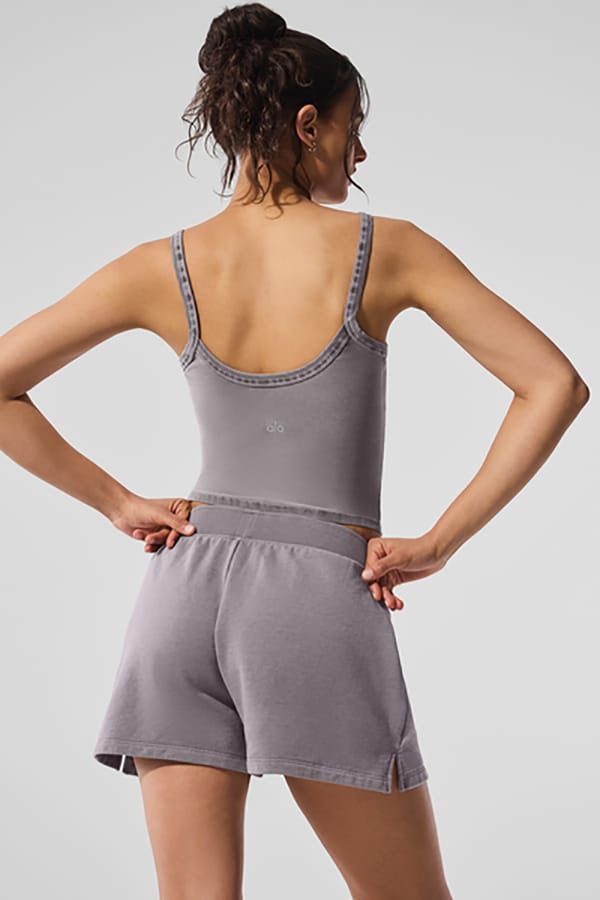 Alo Yoga XS Washed Low Key Sweat Short - Cool Grey Wash