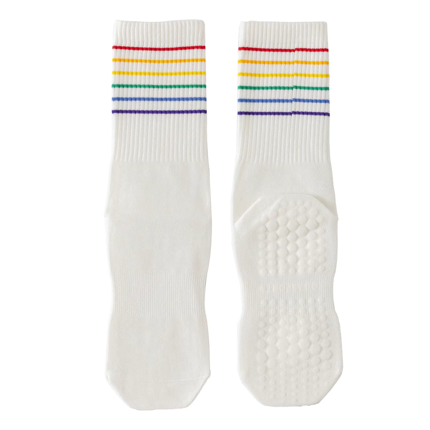 YR Rainbow Stripes Pilates Crew Sock