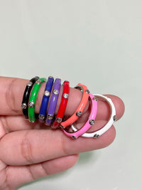 See No Evil Stackable Enamel Ring With Cubic Zirconia by Yoga Republik