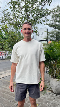 Man wearing Yoga Republik Bamboo Terry Shirt in Ivory