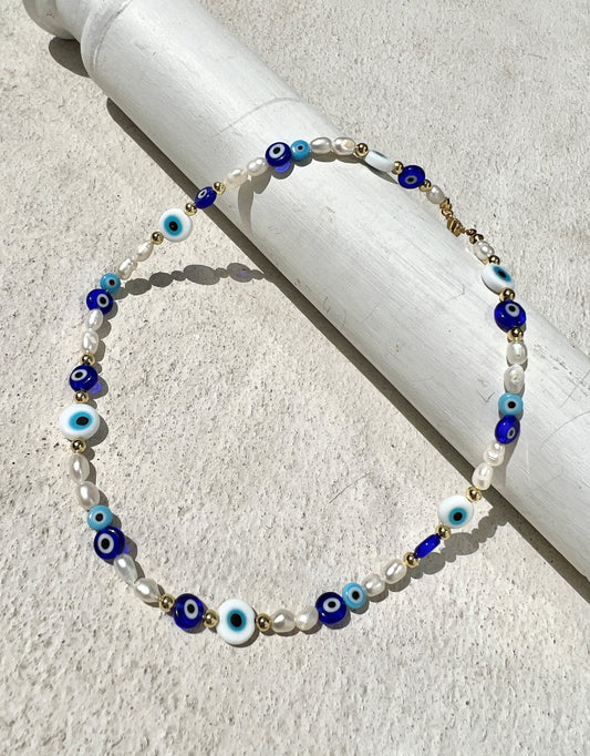 See No Evil Evil Eyes Choker Kalung Mutiara Air Tawar oleh Yoga Republik