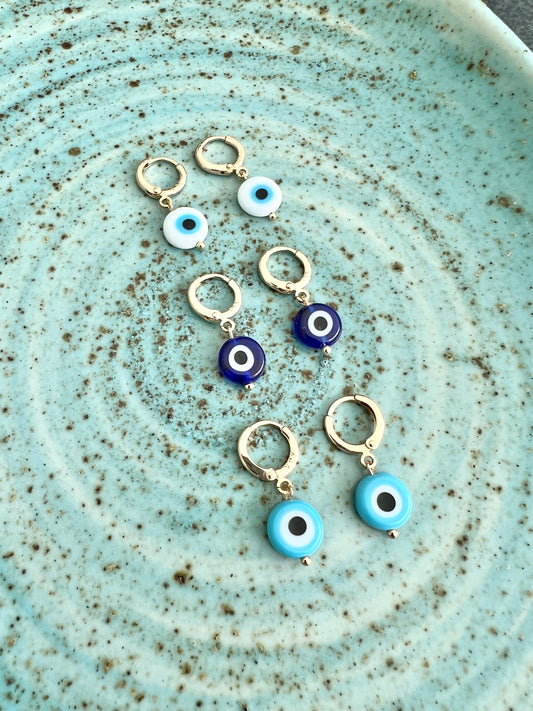 See No Evil Turkish Evil Eye Dangling Earrings by Yoga Republik