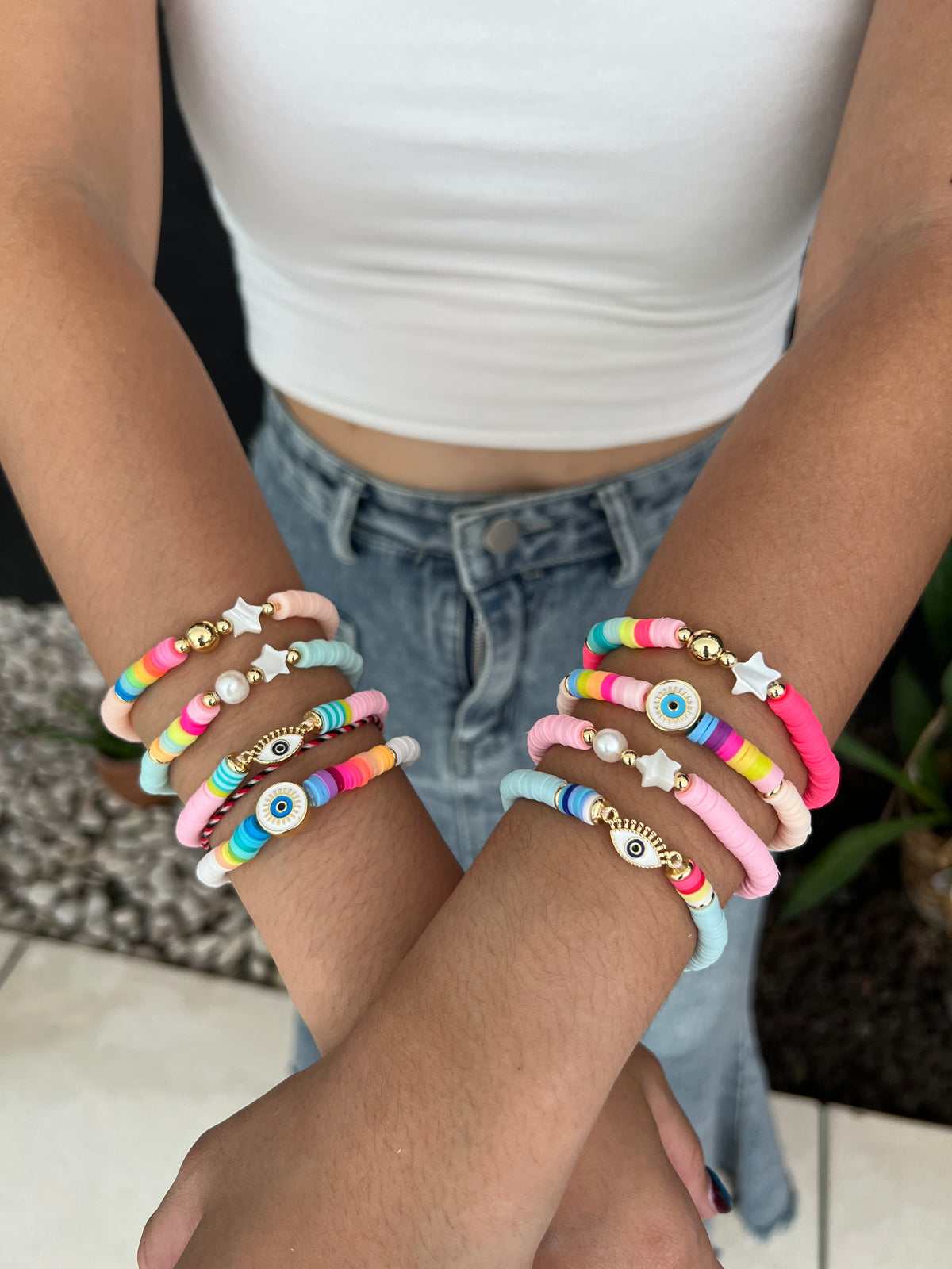 See No Evil Heishi Beads Stackable Boho Bracelets by Yoga Republik