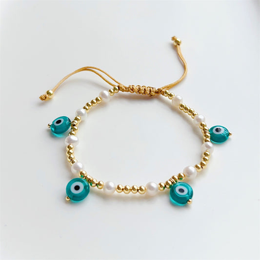 Lihat No Evil Evil Eye Charm Gelang Manik-manik Emas oleh Yoga Republik