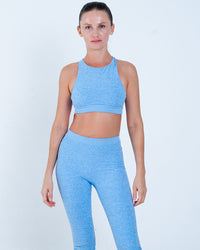 Alo Yoga XS Alosoft Iconic 90'S Bra - Tile Blue/White Heather