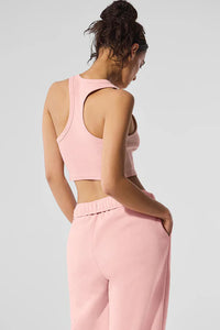Alo Yoga SMALL Aspire Tank - Pink Quartz/White