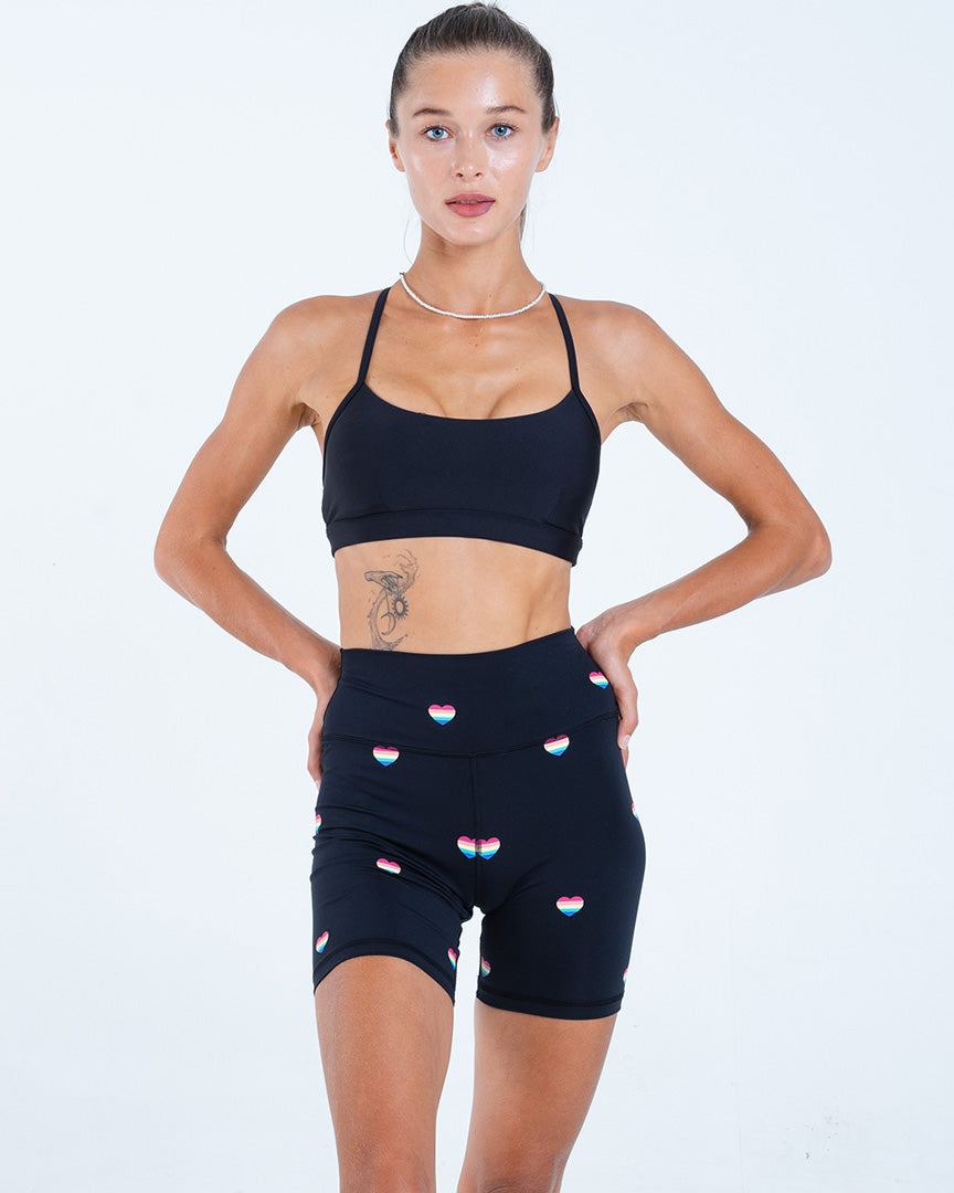 Spiritual Gangster Intent High-Waist Biker Short - Summer Heart Print