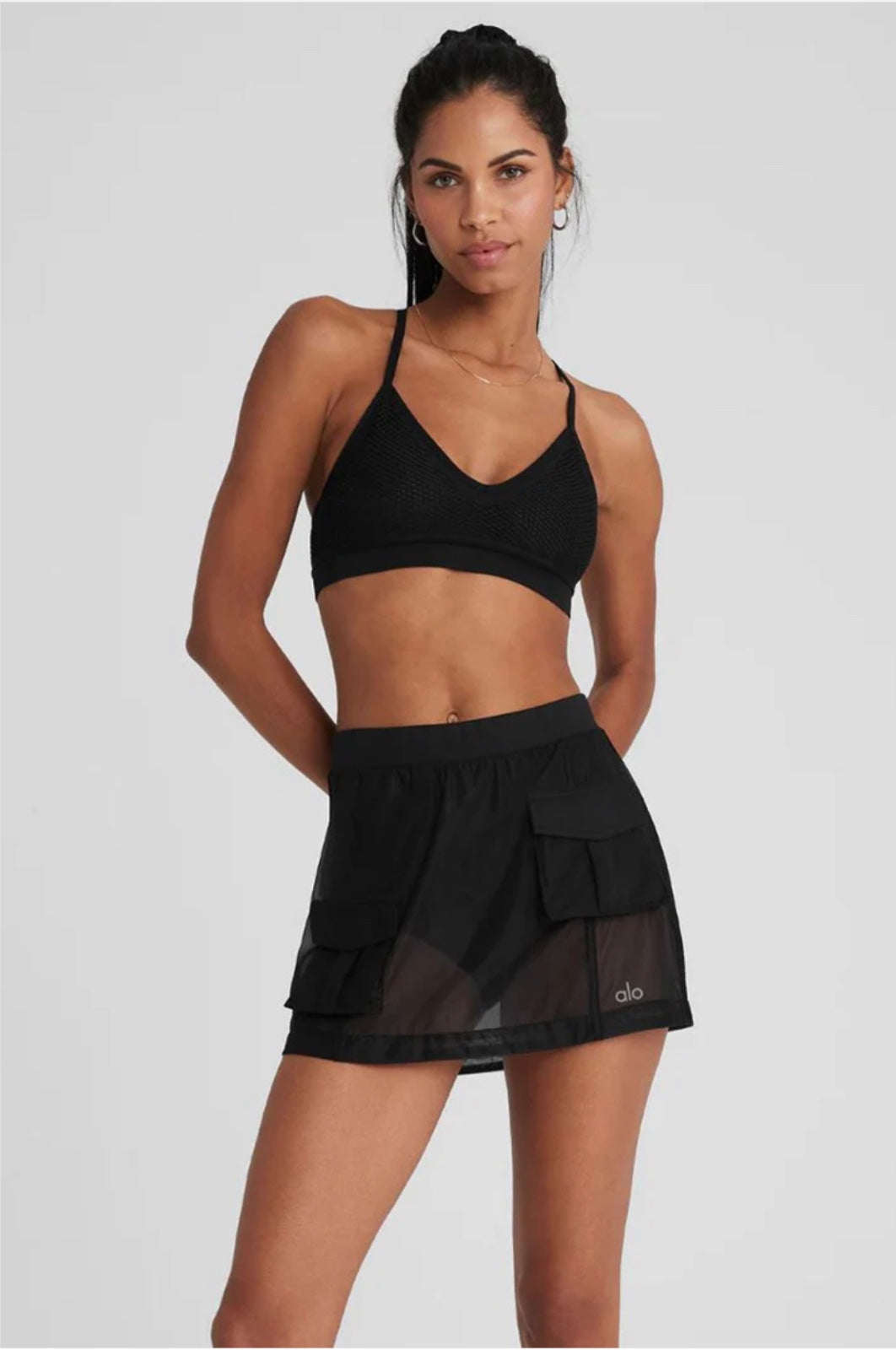 Alo Yoga SMALL Seamless Open Air Barely There Bra - Black