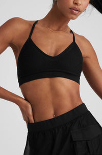 Alo Yoga SMALL Seamless Open Air Barely There Bra - Black