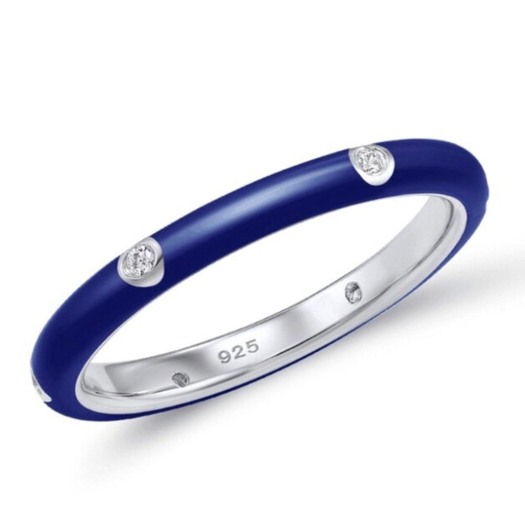 See No Evil Stackable Enamel Ring With Cubic Zirconia by Yoga Republik