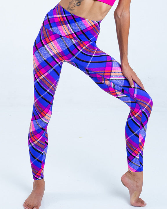 K-Deer XS Textured Plaid 7/8 Sneaker Length Legging - Flex