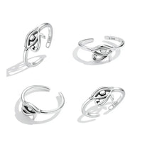 See No Evil Adjustable Silver Rings by Yoga Republik