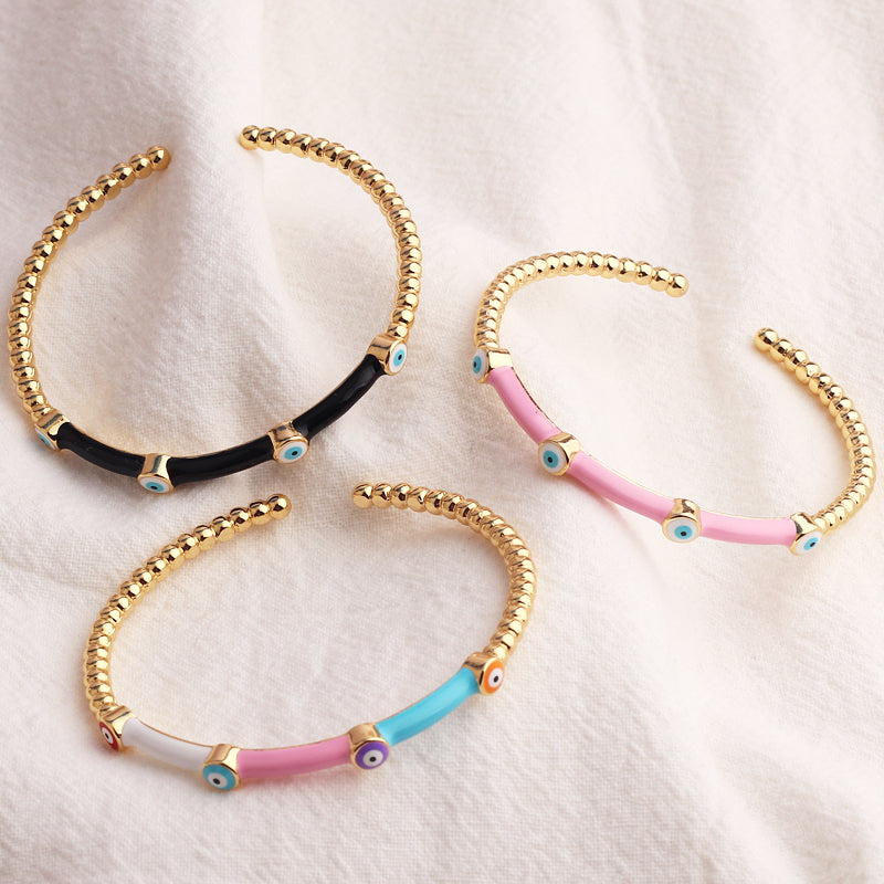 See No Evil Enamel Turkish Evil Eye Bangle Bracelets by Yoga Republik