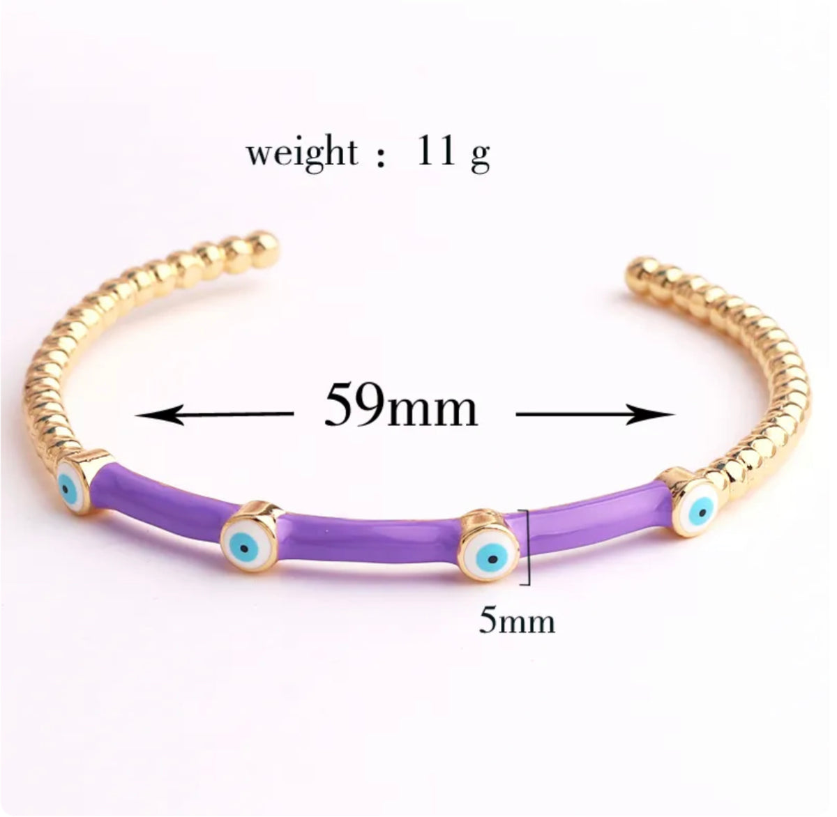 See No Evil Enamel Turkish Evil Eye Bangle Bracelets by Yoga Republik