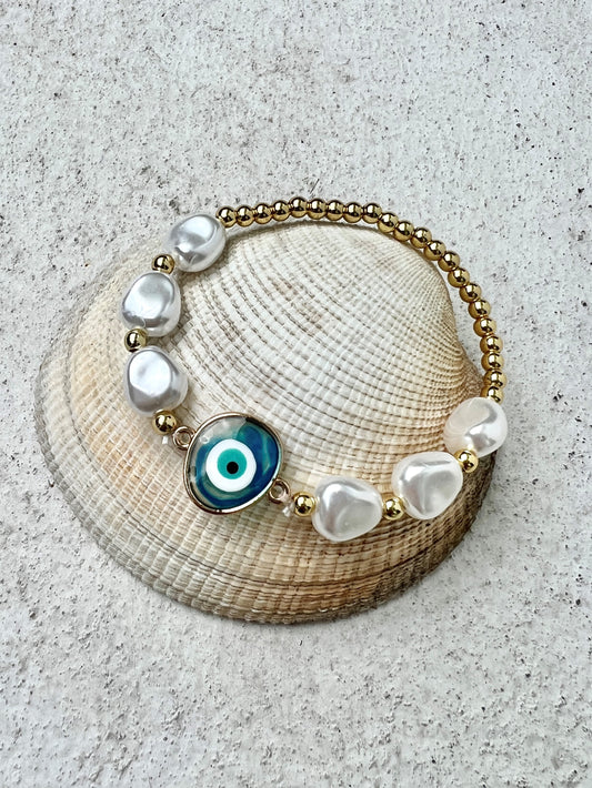 See No Evil Turkish Evil Eye Charm Bracelet by Yoga Republik ALMOST PERFECT