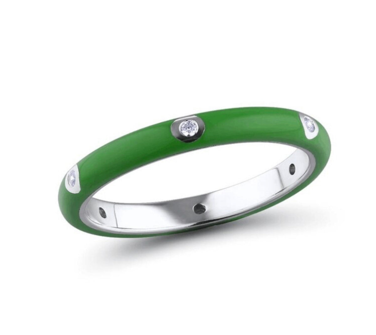 See No Evil Stackable Enamel Ring With Cubic Zirconia by Yoga Republik