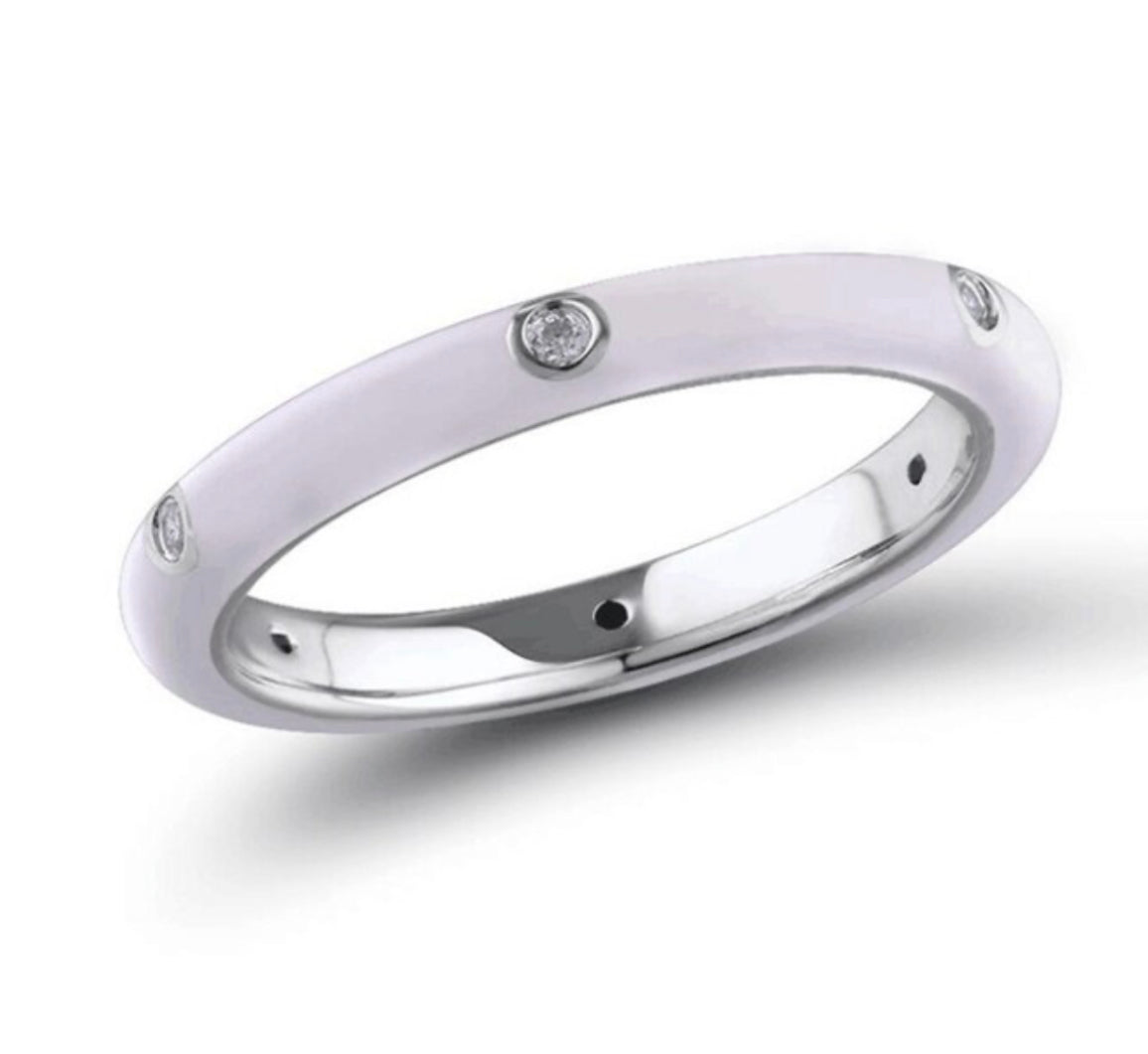 See No Evil Stackable Enamel Ring With Cubic Zirconia by Yoga Republik