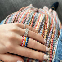 See No Evil Stackable Enamel Ring With Cubic Zirconia by Yoga Republik