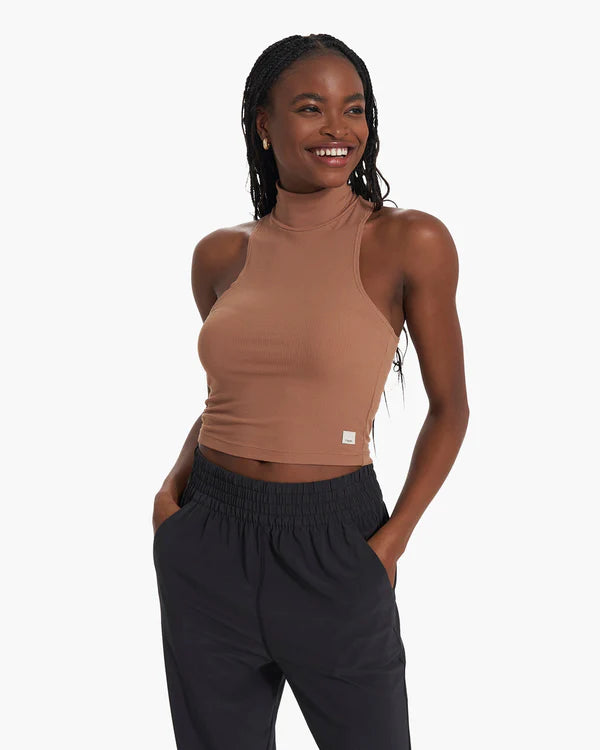 Vuori XS Cove Funnel Neck Tank - Cafe