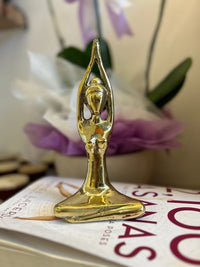 Yoga Pose Brass Statue Handmade Gold - Namaste Up