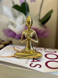 Yoga Pose Brass Statue Handmade Gold - Namaste