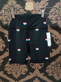 Spiritual Gangster XS Intent Biker Pinggang Tinggi Pendek - Cetakan Hati Musim Panas