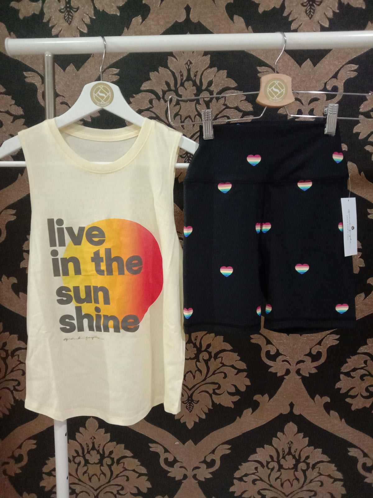 Spiritual Gangster XS Intent Biker Pinggang Tinggi Pendek - Cetakan Hati Musim Panas