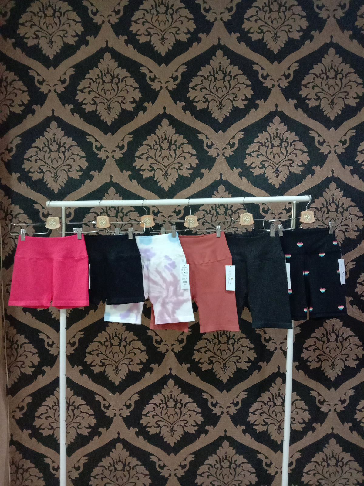 Spiritual Gangster XS Intent Biker Pinggang Tinggi Pendek - Cetakan Hati Musim Panas