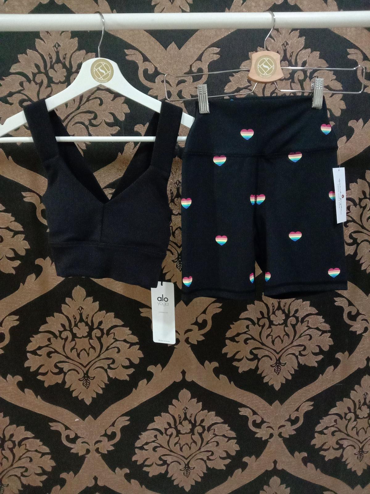 Spiritual Gangster XS Intent Biker Pinggang Tinggi Pendek - Cetakan Hati Musim Panas