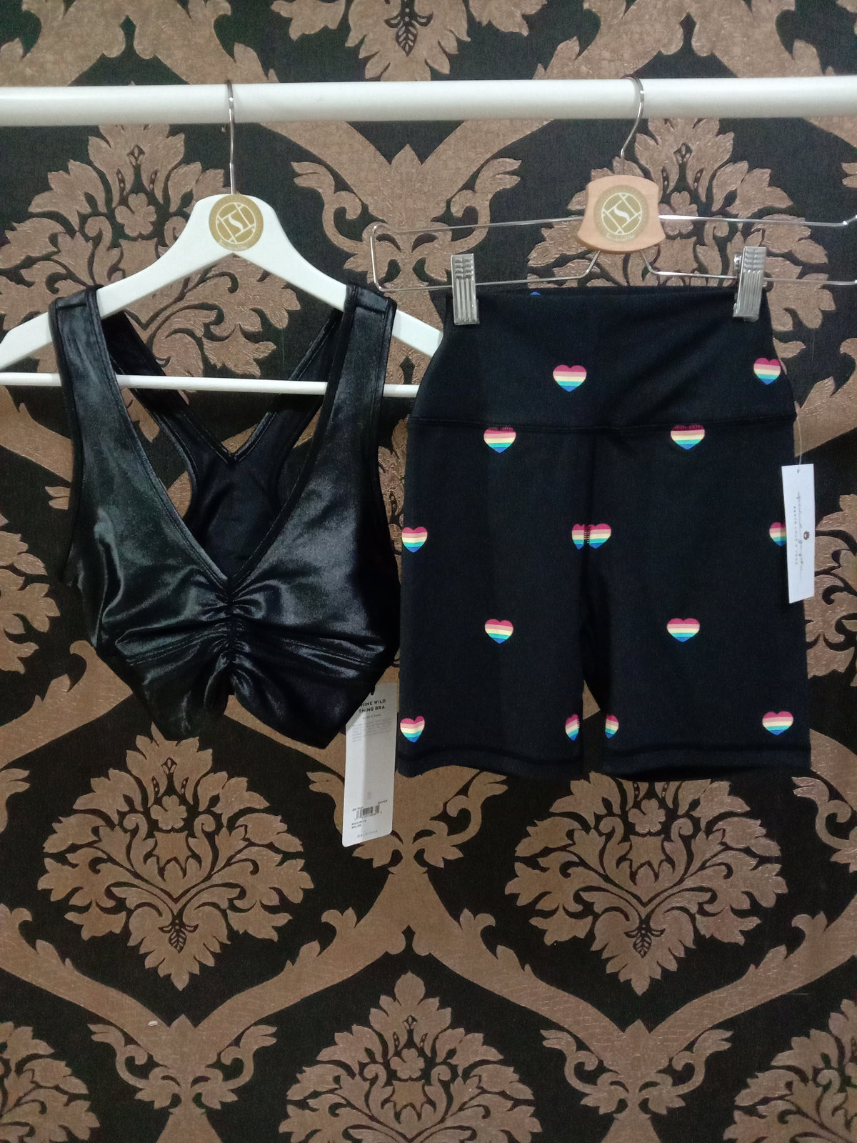 Spiritual Gangster XS Intent Biker Pinggang Tinggi Pendek - Cetakan Hati Musim Panas